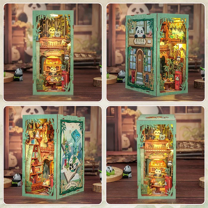 BOOK NOOK KIT - DIY - Panda Bookshop - 244pc + LED Light