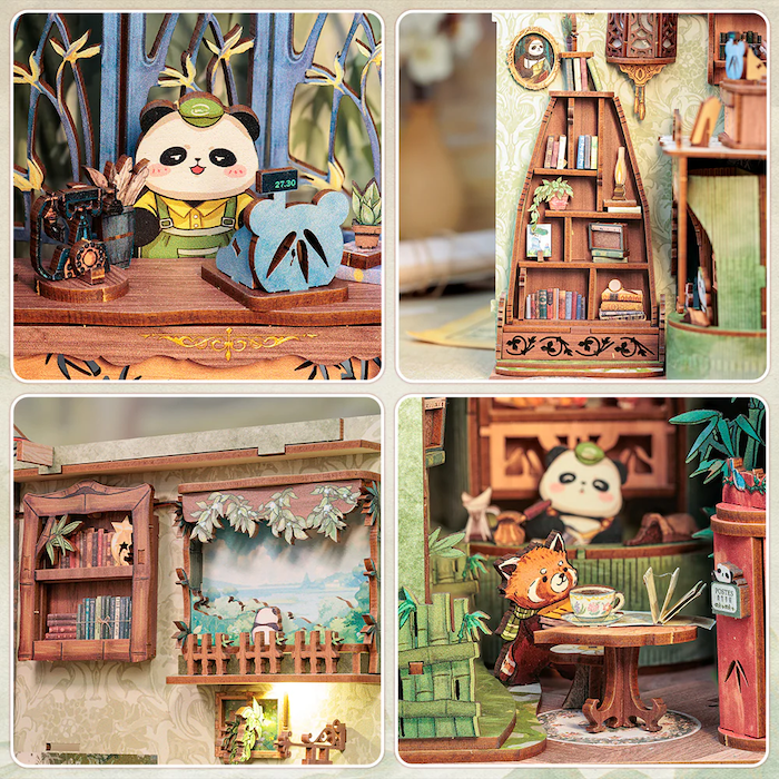 BOOK NOOK KIT - DIY - Panda Bookshop - 244pc + LED Light