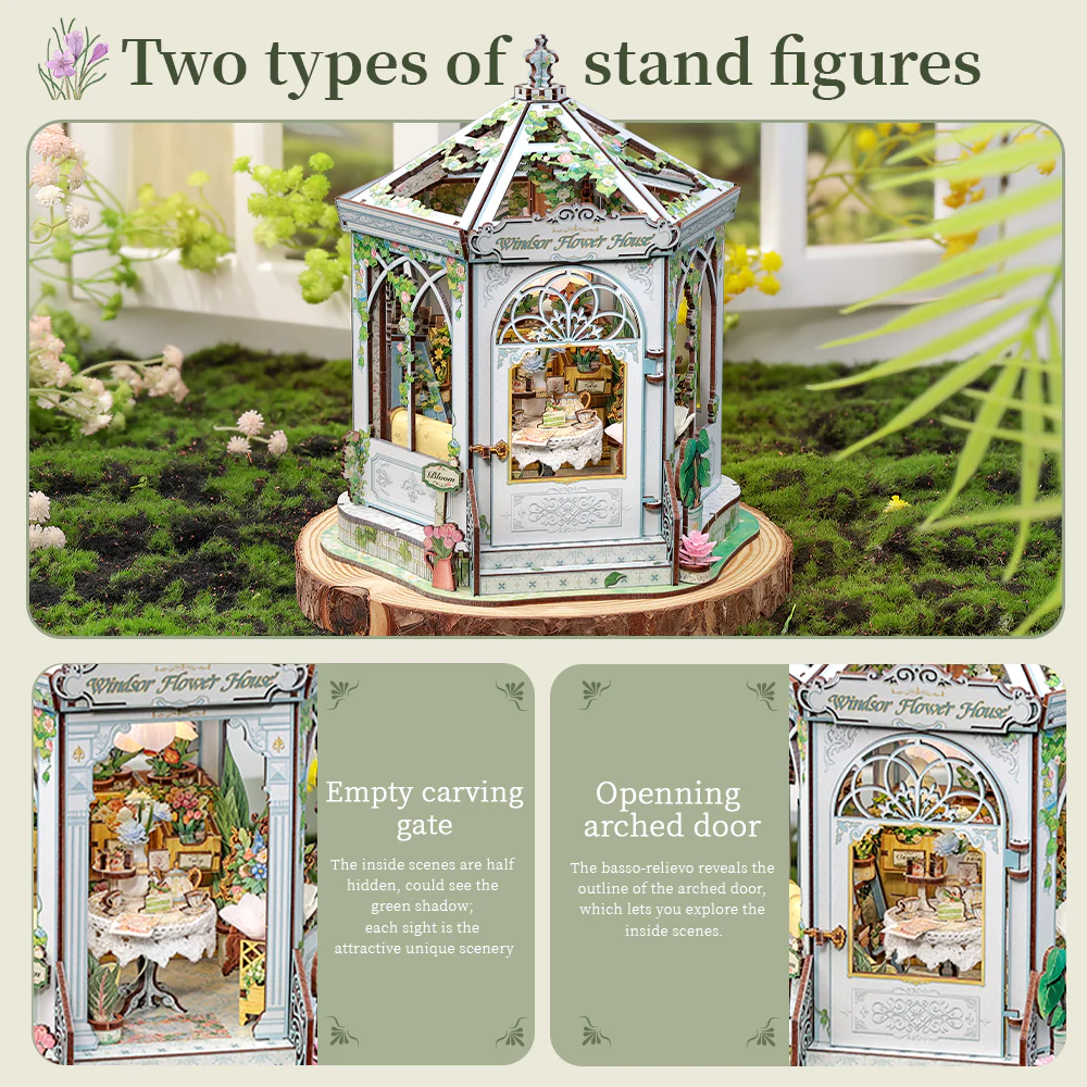 MINIATURE HOUSE - DIY- Windsor Flower House - 235pc + LED Light