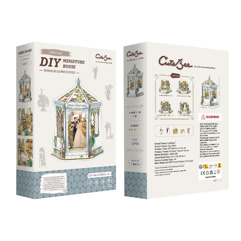 MINIATURE HOUSE - DIY- Windsor Flower House - 235pc + LED Light