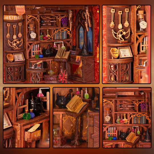 BOOK NOOK KIT - DIY - Flame Common Room - 226pc + LED Light