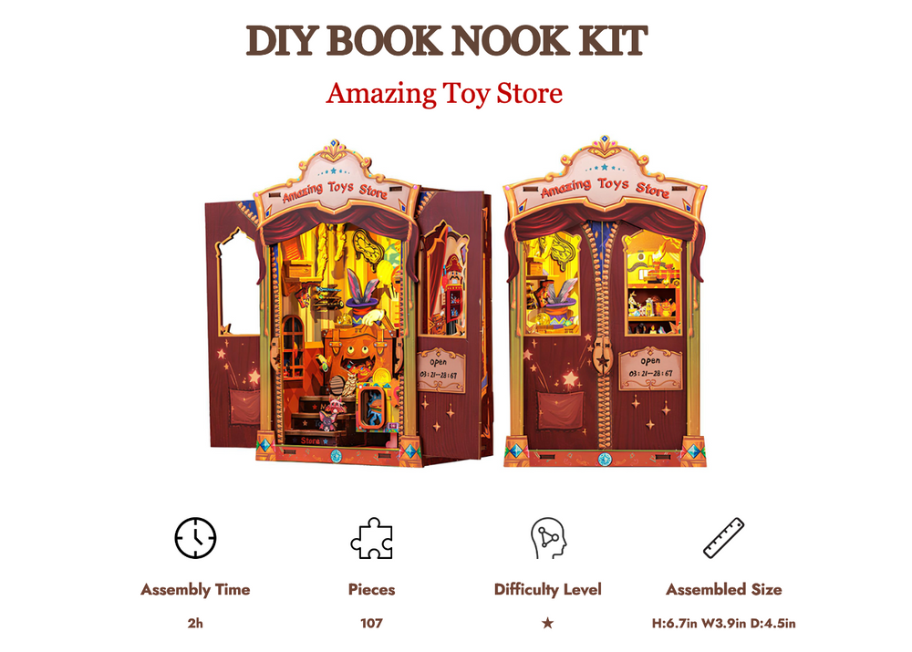 BOOK NOOK KIT - DIY - Amazing Toy Store - 103pc + LED Light