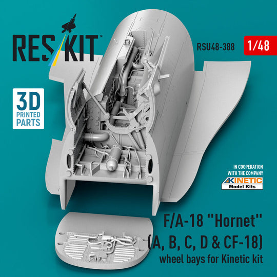F/A-18 Hornet (A, B, C, D & CF-18) wheel bays for Kinetic kit (3D printed)