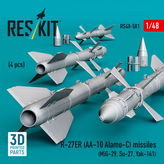 R-27ER (AA-10 Alamo-C) missiles (4 pcs) (MiG-29, Su-27, Yak-141) (3D Printed)