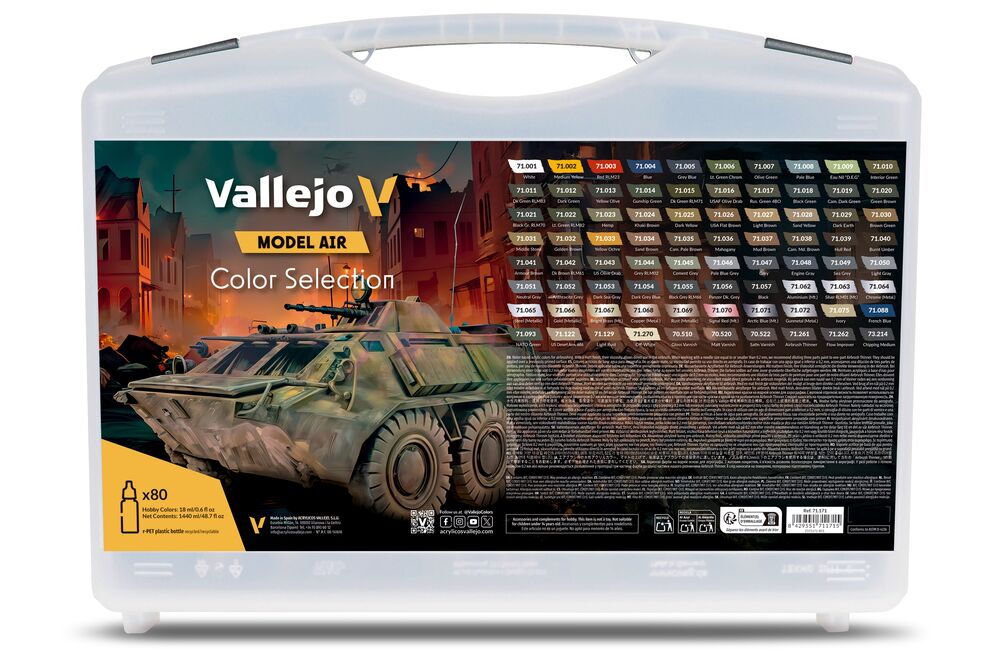 Model Air: Color Selection. Includes: 74 Model Air colors and 6 auxiliary products.  18 ml