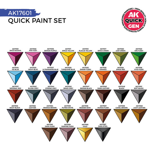 QUICK PAINT SET - 36 QUICK GEN COLORS (+2 FREE BRUSHES)