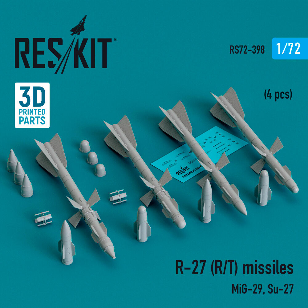 R-27 (R/T) missiles (4 pcs) (MiG-29, Su-27) (3D Printed)