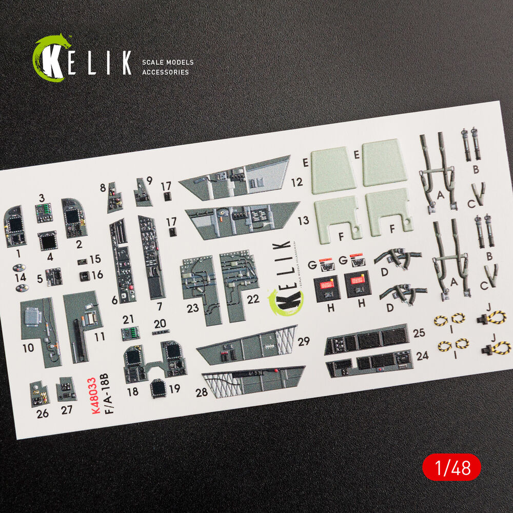 F/A-18B Hornet interior 3D decals for Kinetic kit