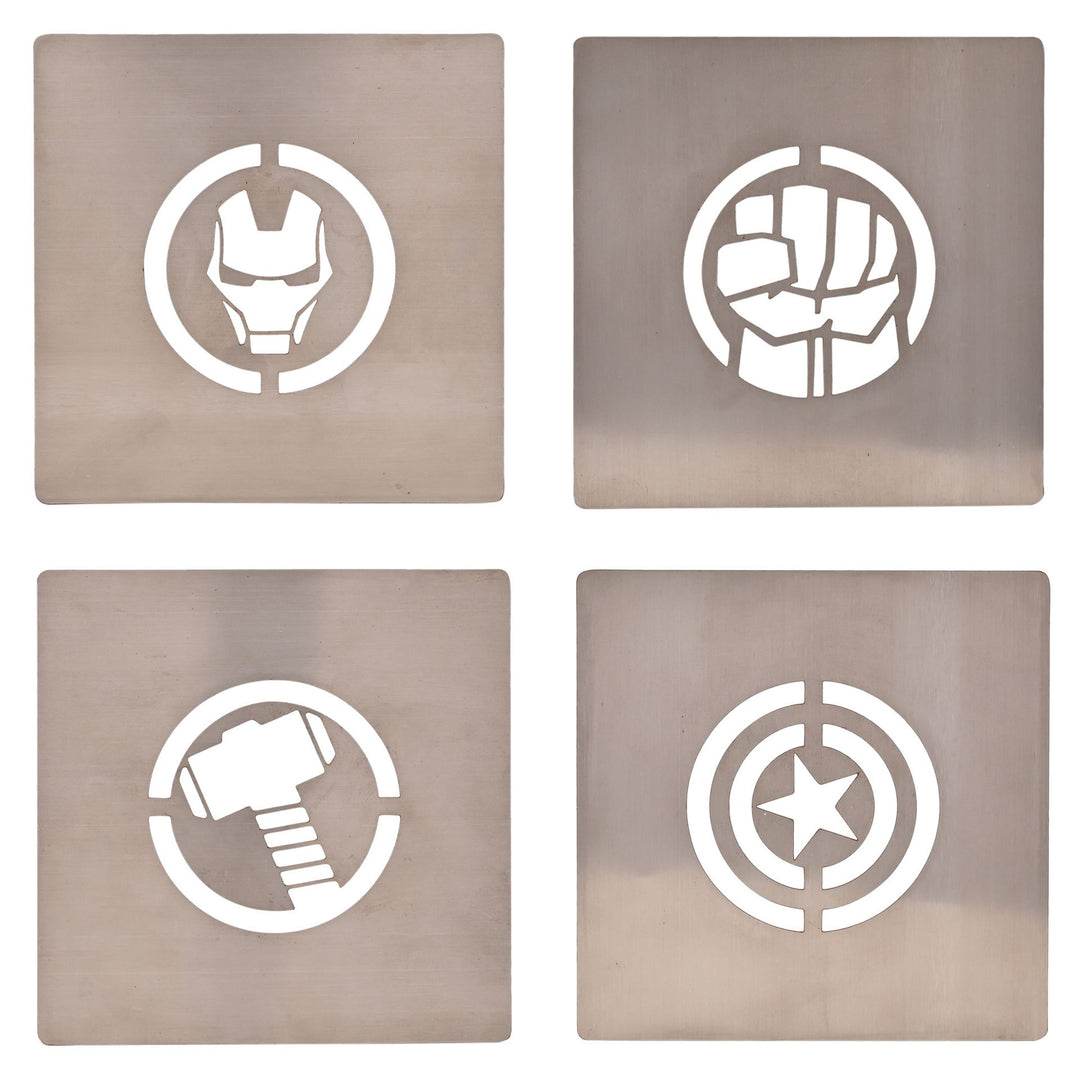 Marvel The Avengers Set Of 4 Silver Metal Coasters