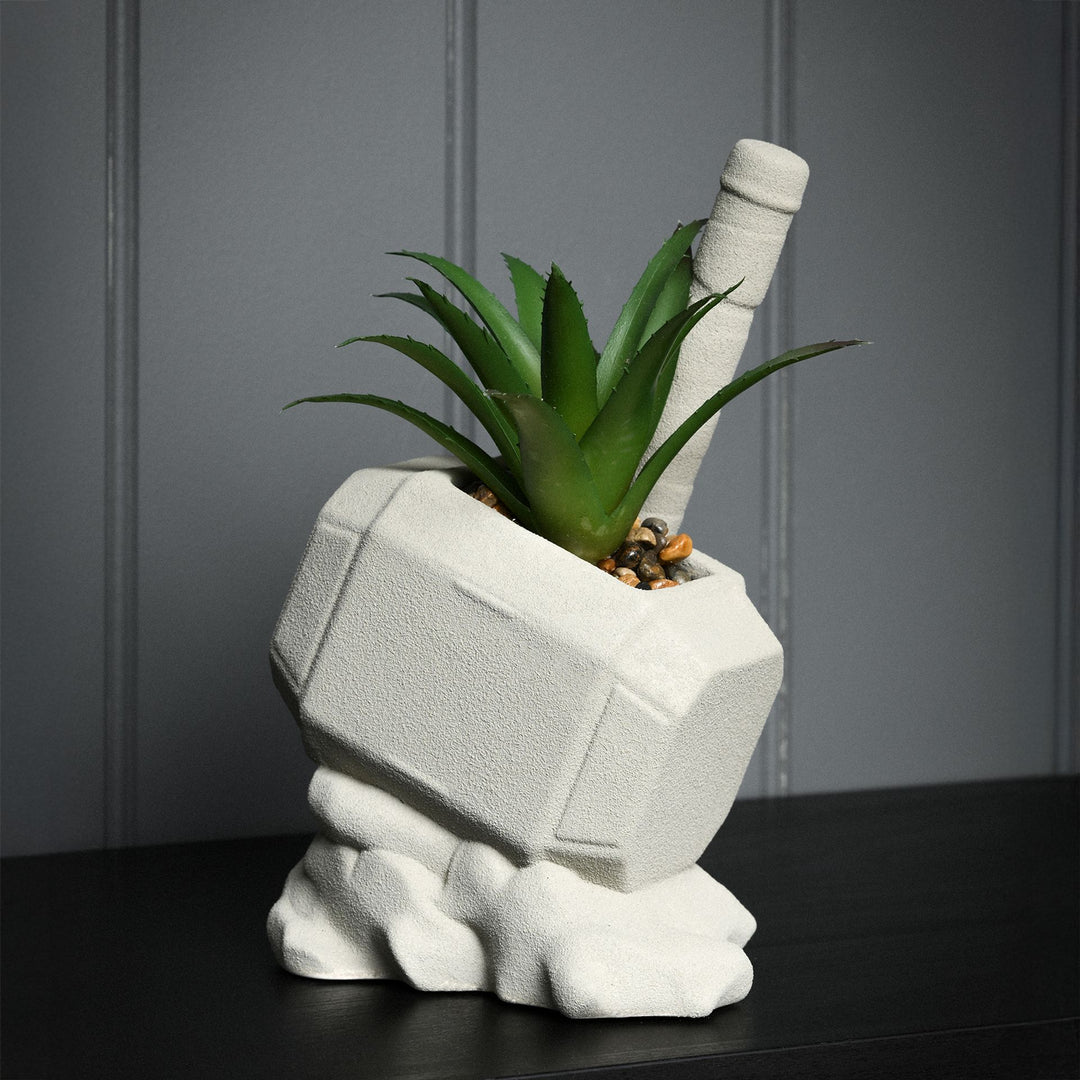 Marvel Thor Hammer Planter With Faux Plant