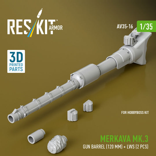 Merkava Mk.3 gun barrel (120 mm) + LWS (2 pcs) for HobbyBoss Kit (3D Printed)