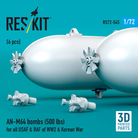 AN-M64 bombs (500 lbs) for all USAF & RAF of WW2 & Korean War (6 pcs) (3D Printed)