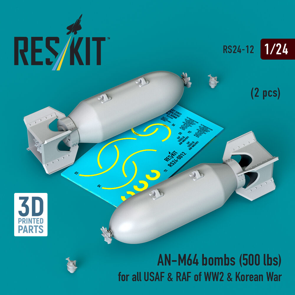 AN-M64 bombs (500 lbs) for all USAF & RAF of WW2 & Korean War (2 pcs) (3D Printed)