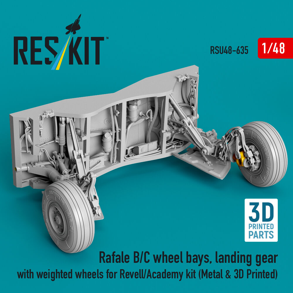 Rafale B/C wheel bays, landing gear with weighted wheels (3D Printed) Revell / Academy