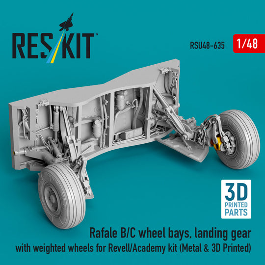 Rafale B/C wheel bays, landing gear with weighted wheels (3D Printed) Revell / Academy