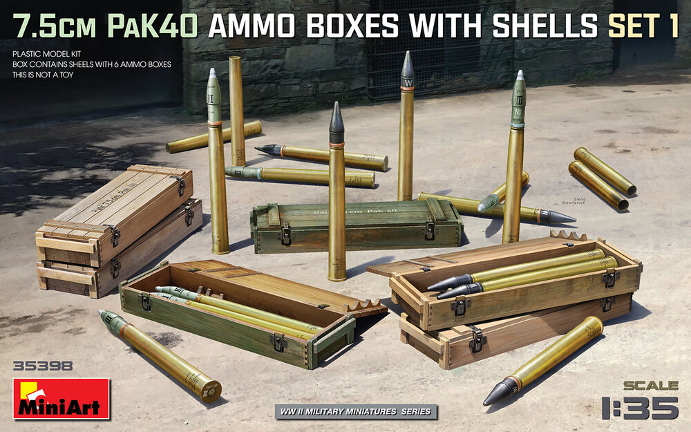 7.5cm PaK40 Ammo Boxes w/Shells Set 1