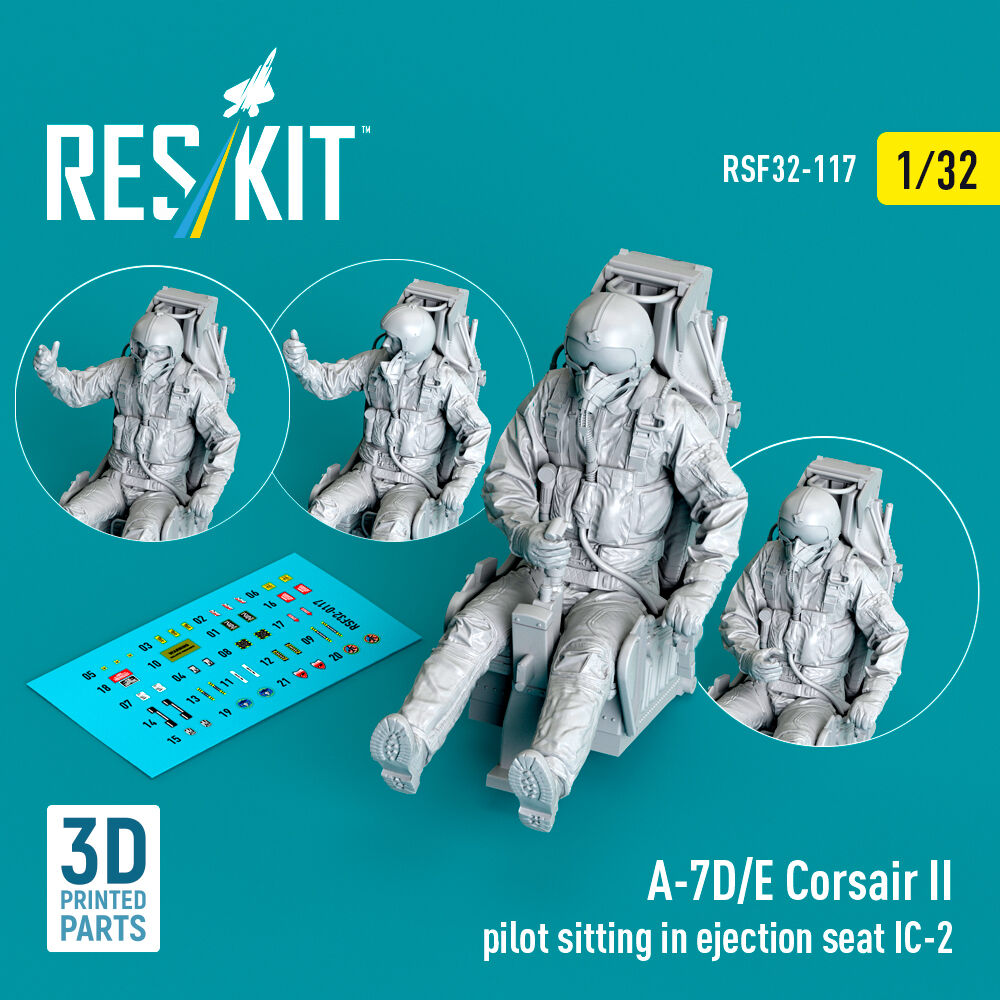A-7D/E Corsair II pilot sitting in ejection seat IC-2 (3D Printed)