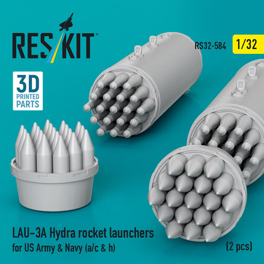 LAU-3A Hydra rocket launchers for US Army & Navy (a/c & h) (2 pcs) (3D Printed)