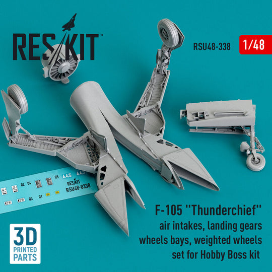 F-105 Thunderchief air intakes, landing gears with wheels bays and weighted wheels set for Hobby Boss kit (3D Printed)