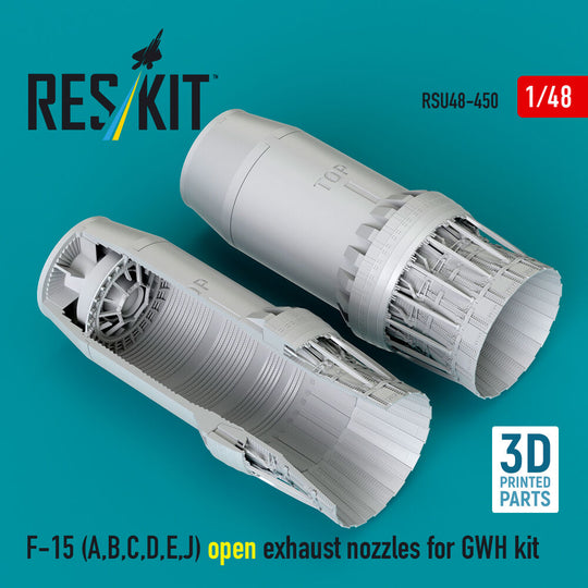 F-15 Eagle/Strike Eagle (A,B,C,D,E early,J) F100-PW-220 open exhaust nozzles for GWH kit (3D Printed)