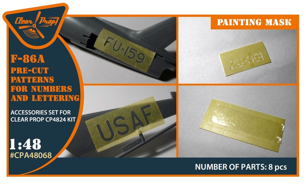 F-86A pre-cut patterns for numbers and lettering painting mask for CP4824 kit