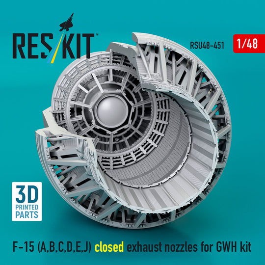 F-15 Eagle/Strike Eagle (A,B,C,D,E early,J) F100-PW-220 closed exhaust nozzles for GWH kit (3D Printed)