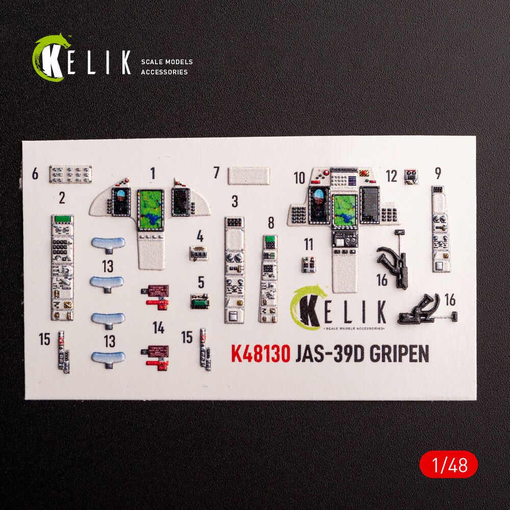 Jas-39 D - interior 3D decals for Italeri kit