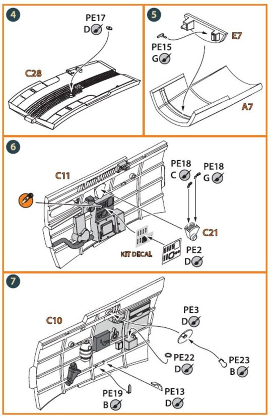 Hawk H-75 M/N/O PE parts for CP kits CP72021/CP72022/CP72029