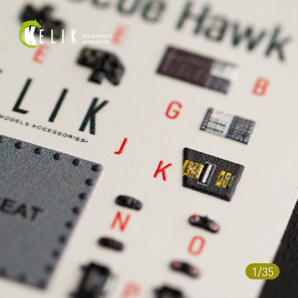 HH-60H Rescue Hawk interior 3D decals for Kitty Hawk / Zimimodel kit