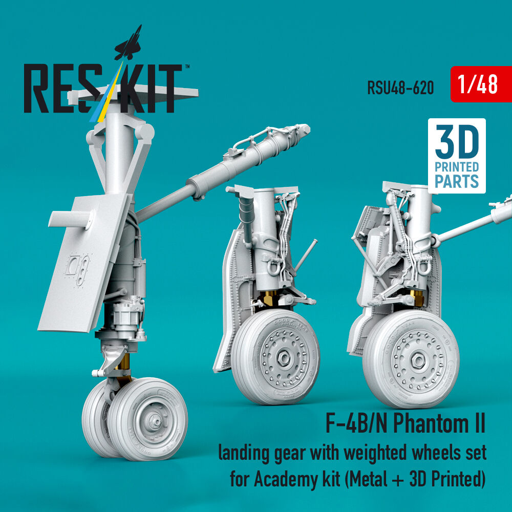 F-4B/N Phantom II landing gear with weighted wheels set (Metal + 3D Printed) for Academy