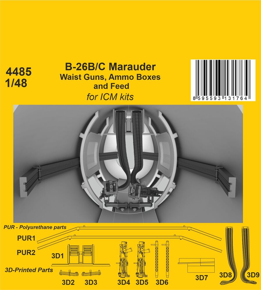 B-26B/C Marauder Waist Guns, Ammo Boxes and Feed  /  for ICM kit