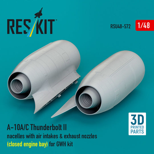 A-10A/C Thunderbolt II nacelles with air intakes & exhaust nozzles (close engine bay) for GWH kit (3D Printed)