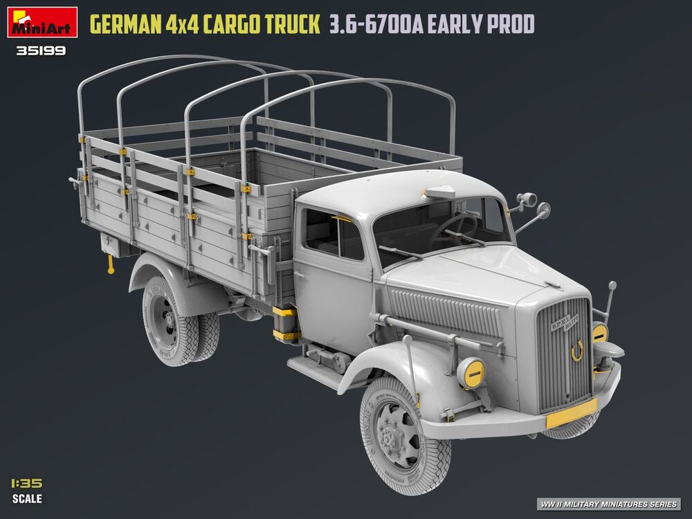German 3t 4x4 Cargo Truck 3.6-6700A Early Prod