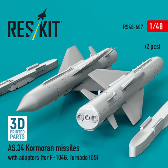 AS.34 Kormoran missiles with adapters (2 pcs) (for F-104G, Tornado IDS) (3D Printed)