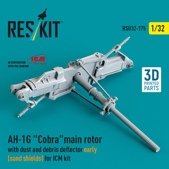 AH-1G Cobra main rotor with dust and debris deflector (sand shields) early version for ICM kit (3D Printed)