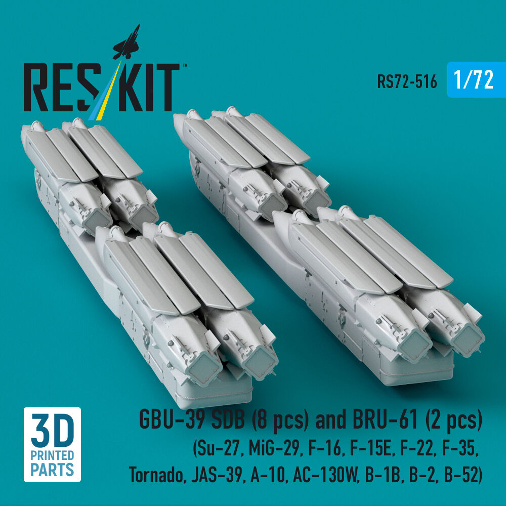 GBU-39 SDB (8 pcs) and BRU-61 (2 pcs) (Su-27, MiG-29, F-16, F-15E, F-22, F-35, Tornado, JAS-39, A-10, AC-130W, B-1B, B-2, B-52) (3D Printed)