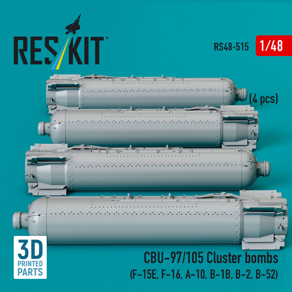CBU-97/105 cluster bombs (4 pcs) (F-15E, F-16, A-10, B-1B, B-2, B-52) (3D Printed)