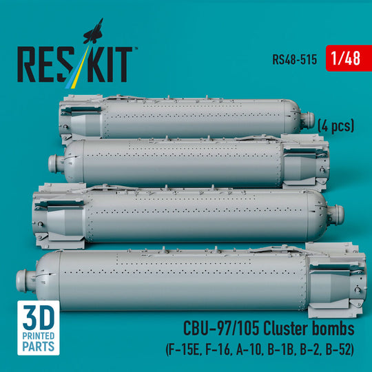 CBU-97/105 cluster bombs (4 pcs) (F-15E, F-16, A-10, B-1B, B-2, B-52) (3D Printed)