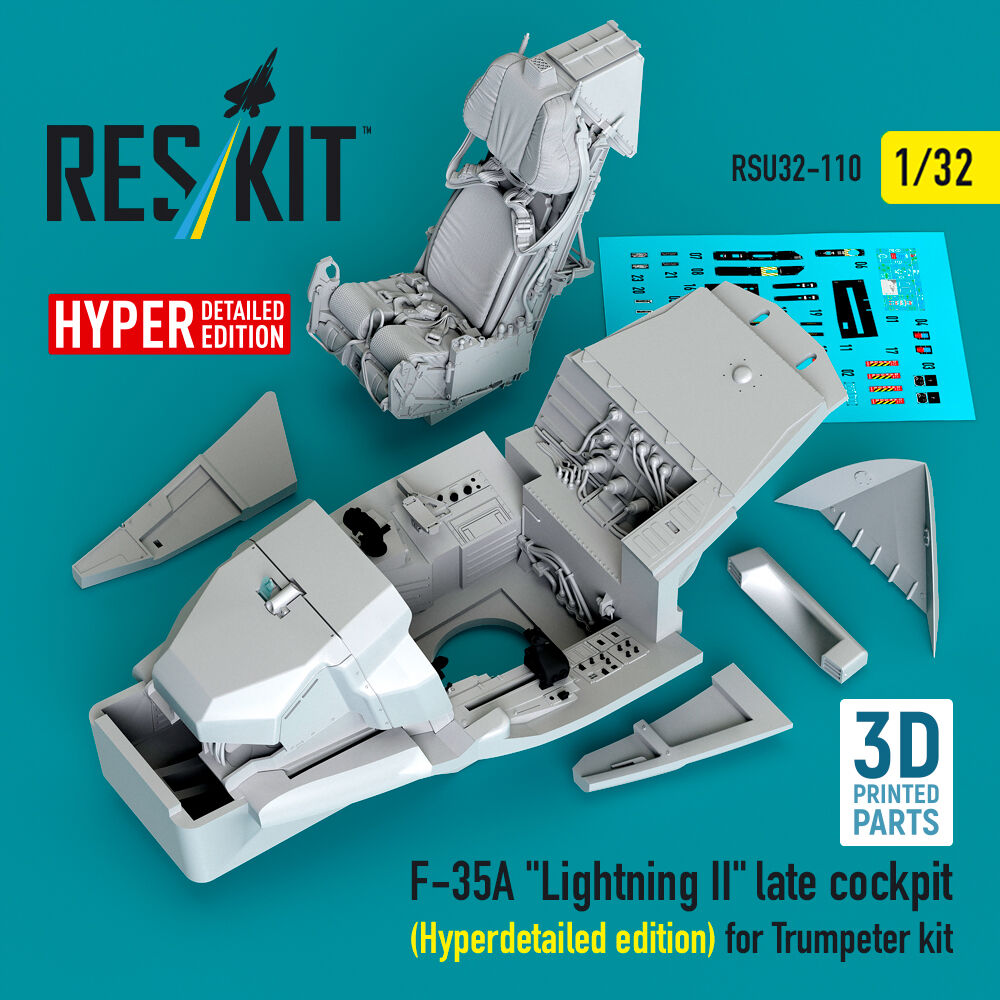 F-35A Lightning II late cockpit (Hyperdetailed edition) for Trumpeter kit (3D Printed)