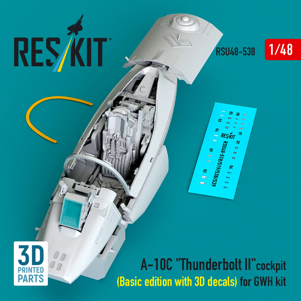A-10C Thunderbolt II cockpit (Basic edition with 3D decals) for GWH kit (3D Printed)