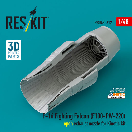 F-16 Fighting Falcon (F100-PW-220) open exhaust nozzle for Kinetic kit (3D Printed)