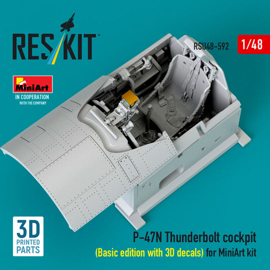 P-47N Thunderbolt cockpit (Basic edition with 3D decals) for MiniArt kit (3D Printed)