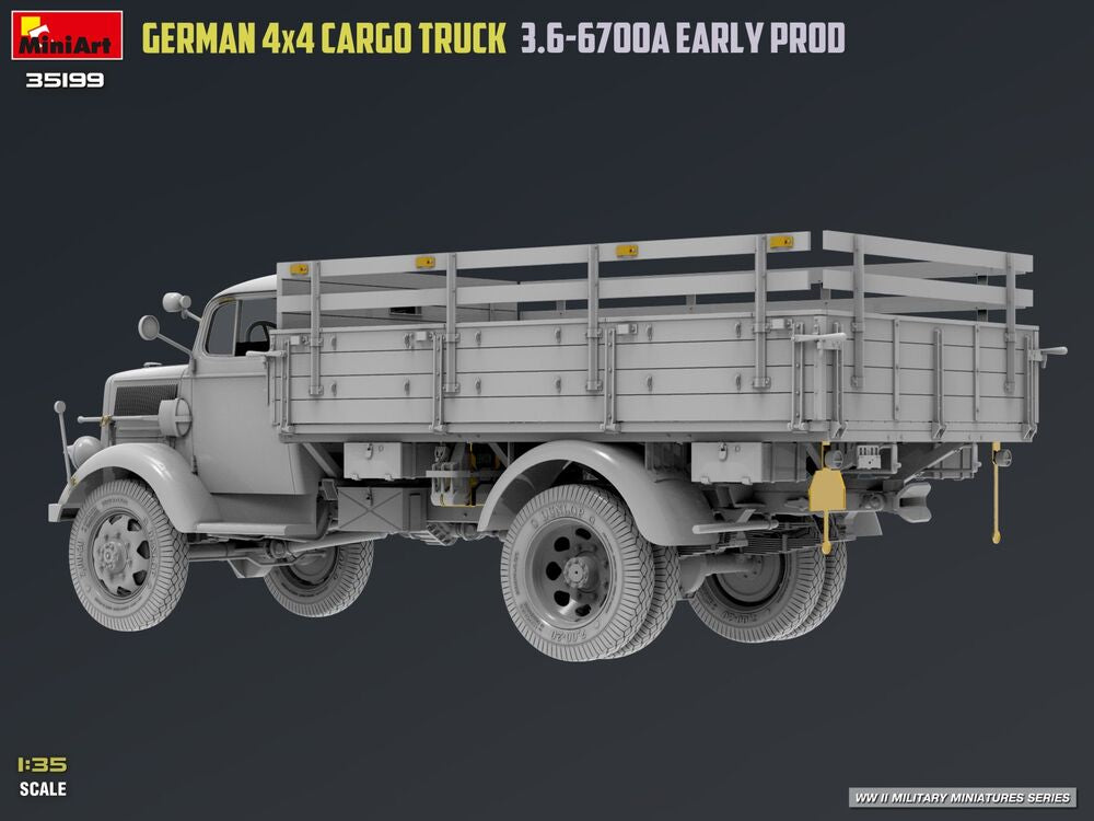 German 3t 4x4 Cargo Truck 3.6-6700A Early Prod