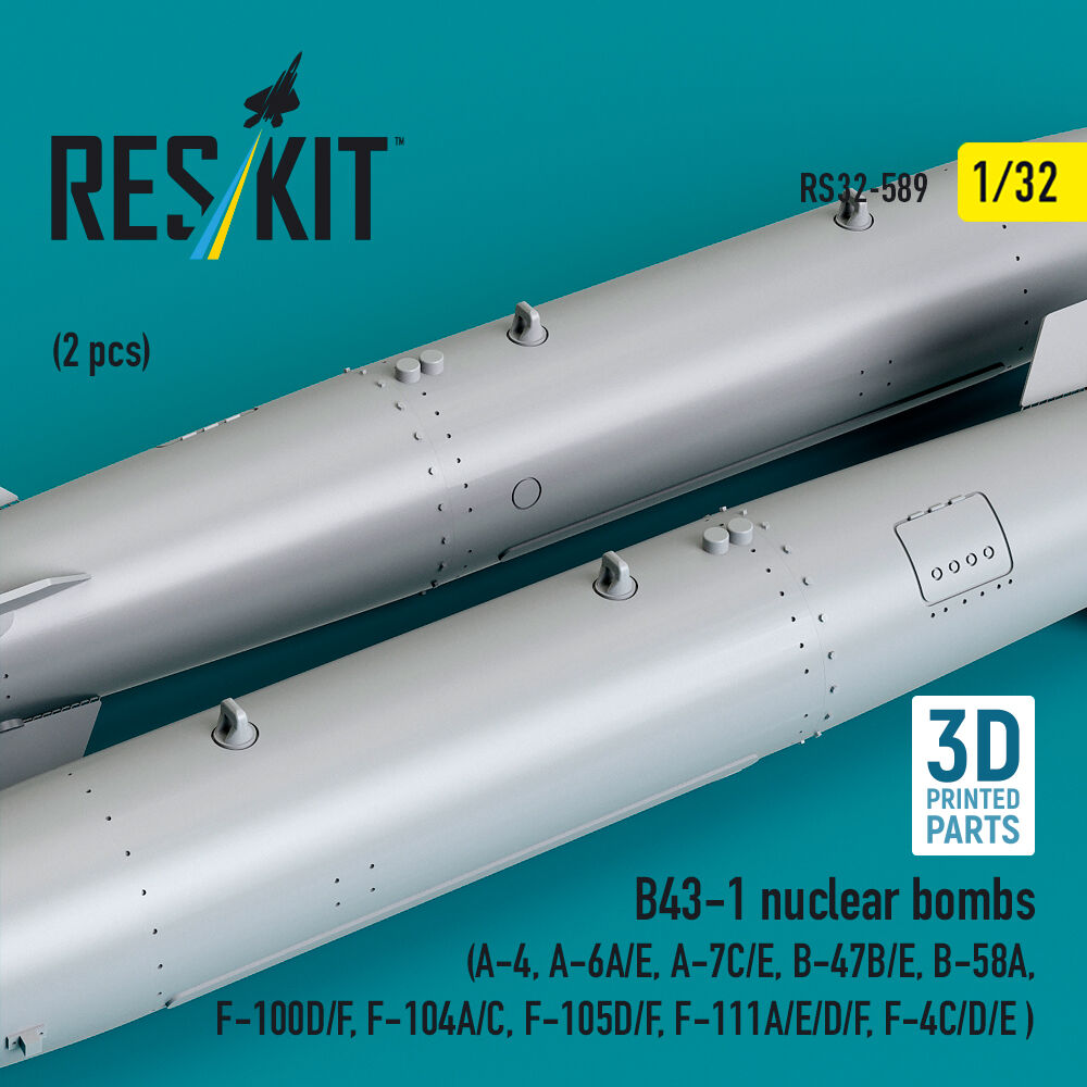 B43-1 nuclear bombs (2 pcs) (A-4, A-6A/E, A-7C/E, B-47B/E, B-58A, F-100D/F, F-104A/C, F-105D/F, F-111A/D/E/F, F-4C/D/E ) (3D Printed)