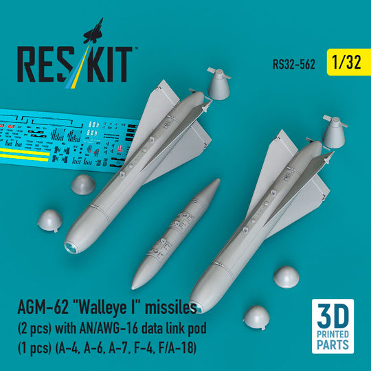 AGM-62 Walleye I missiles (2 pcs) with AN/AWG-16 data link pod (1 pcs) (A-4, A-6, A-7, F-4, F/A-18) (3D Printed)