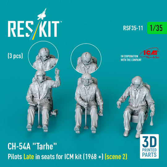 CH-54A Tarhe Pilots Late in seats for ICM kit (1968 +) (scene 2) (3 pcs) (3D Printed)
