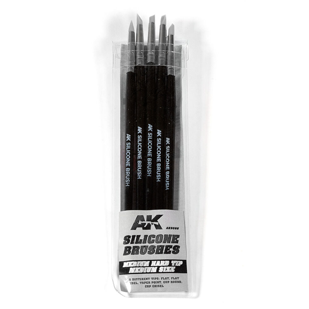 SET 5 PINCELES DE SILICONA DUREZA MEDIA. TAMAÑO MEDIO / SET OF 5 SILICONE BRUSHES MEDIUM HARD TIP MEDIUM