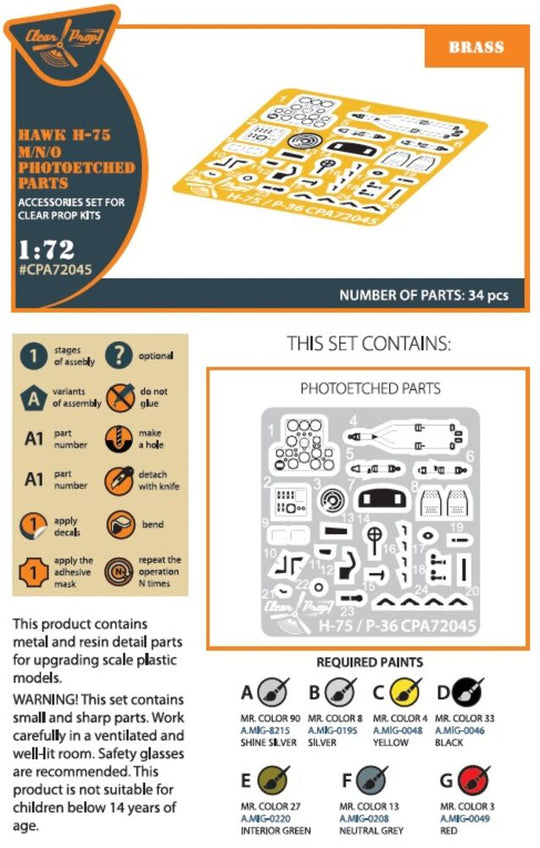 Hawk H-75 M/N/O PE parts for CP kits CP72021/CP72022/CP72029