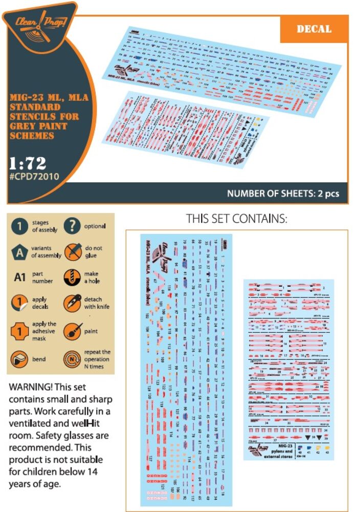 MiG-23ML, MLA standard stencils for grey paint schemes for CP kits and other