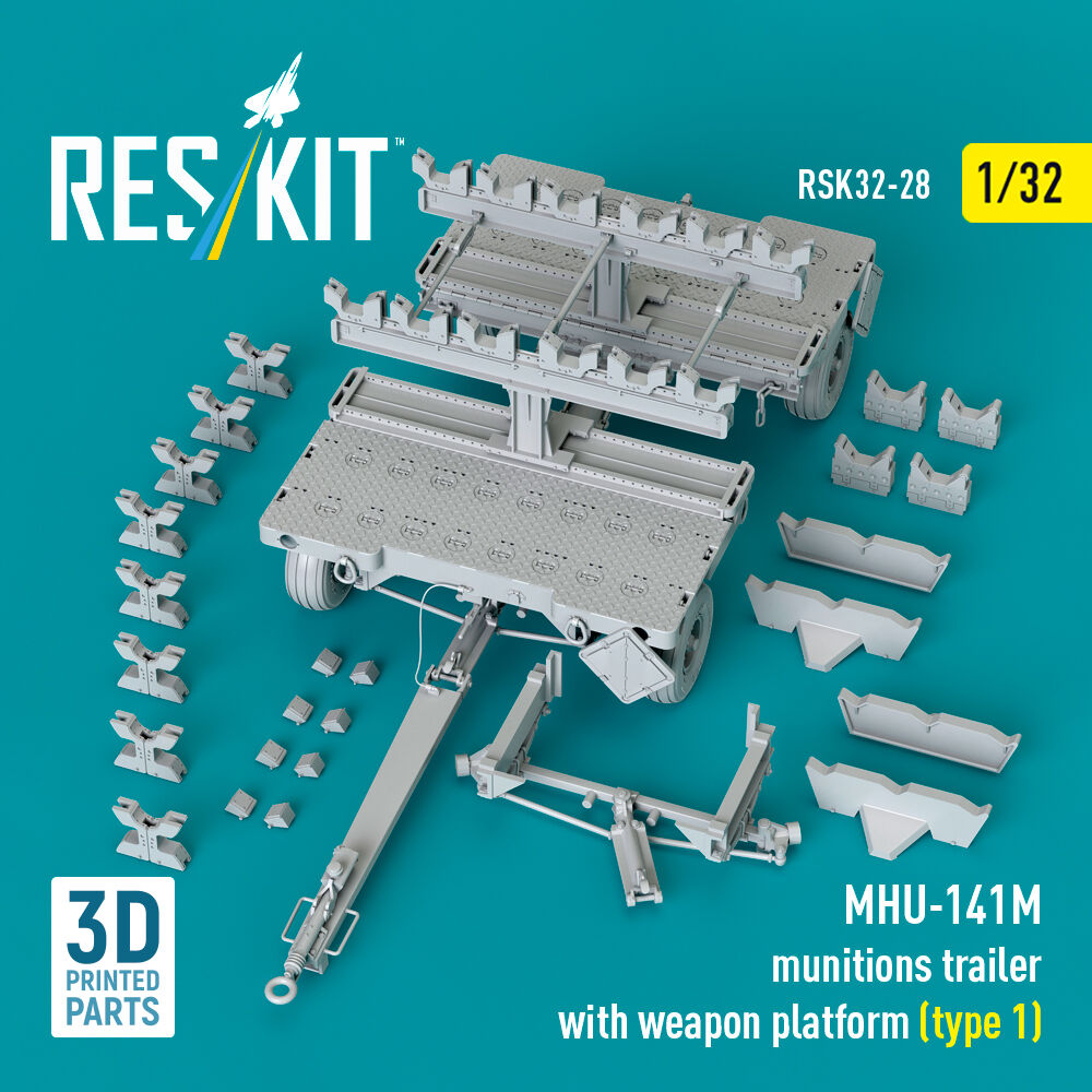 MHU-141M munitions trailer with weapon platform (type 1) (3D Printed model kit)